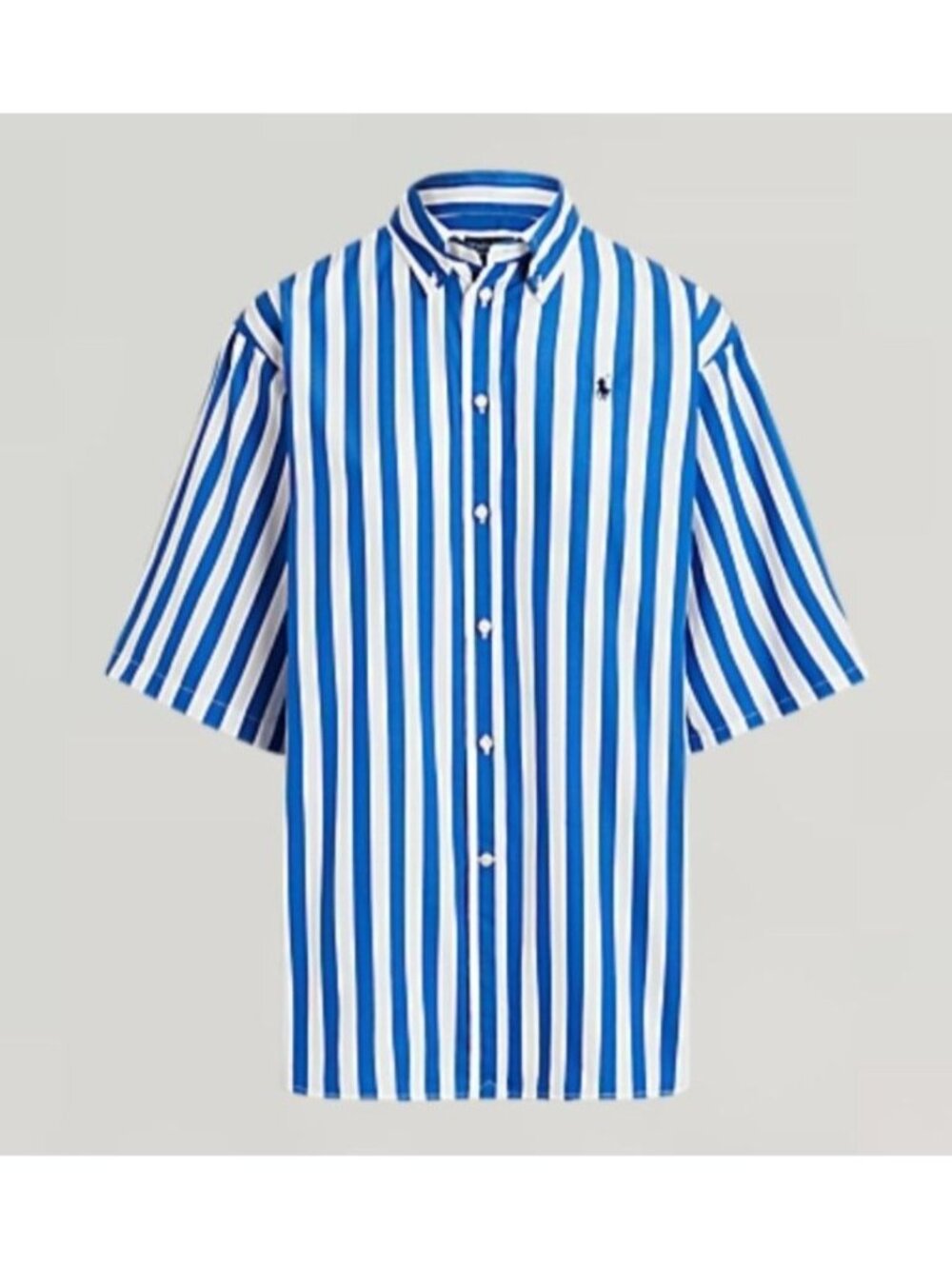 Polo Ralph Lauren Relaxed Blue White Striped Cotton Button Up Shirt Mens Large